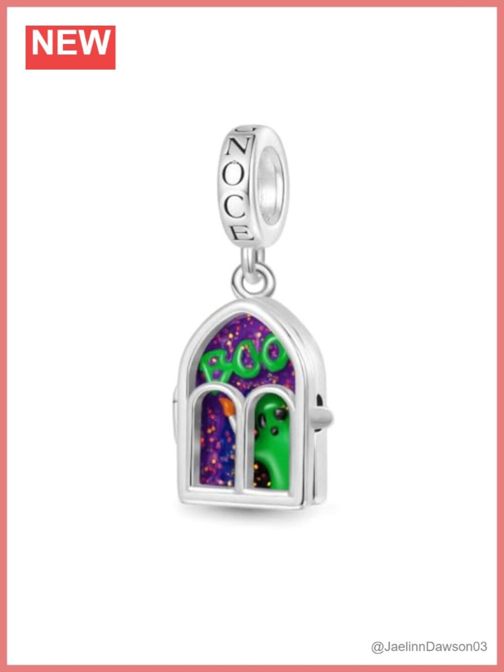 S925 Sterling Silver Ghost Boo Window Dangle Charm for Bracelet